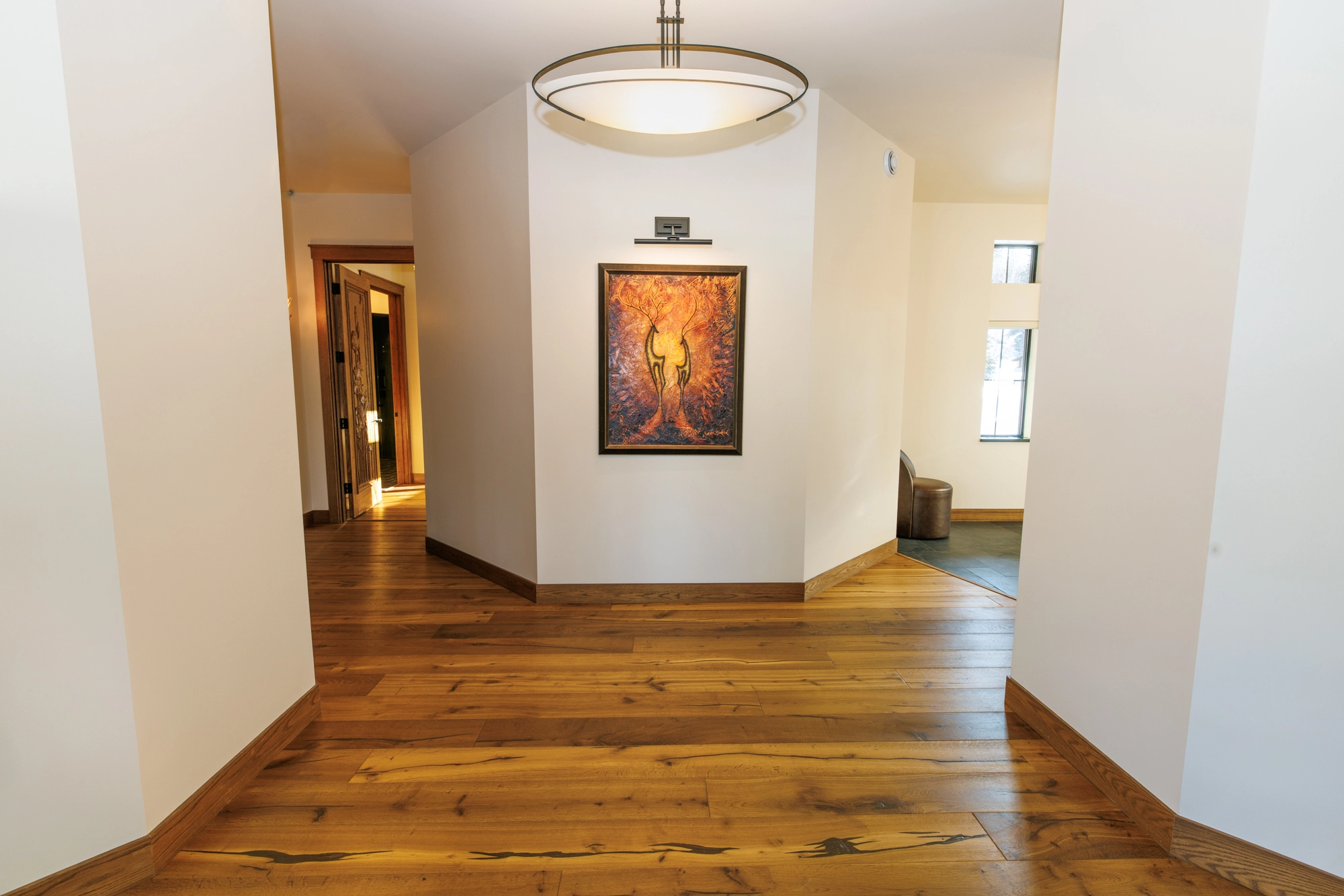 Kenai River Timber Estate — Interior Art Gallery Wall & Craftsman Console