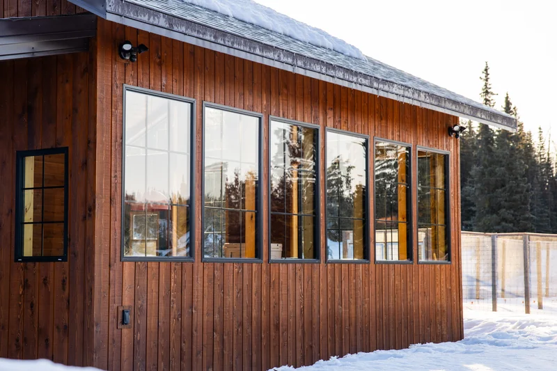Garden Pavilion — 6-Window Wall Overlooking Winter Forest