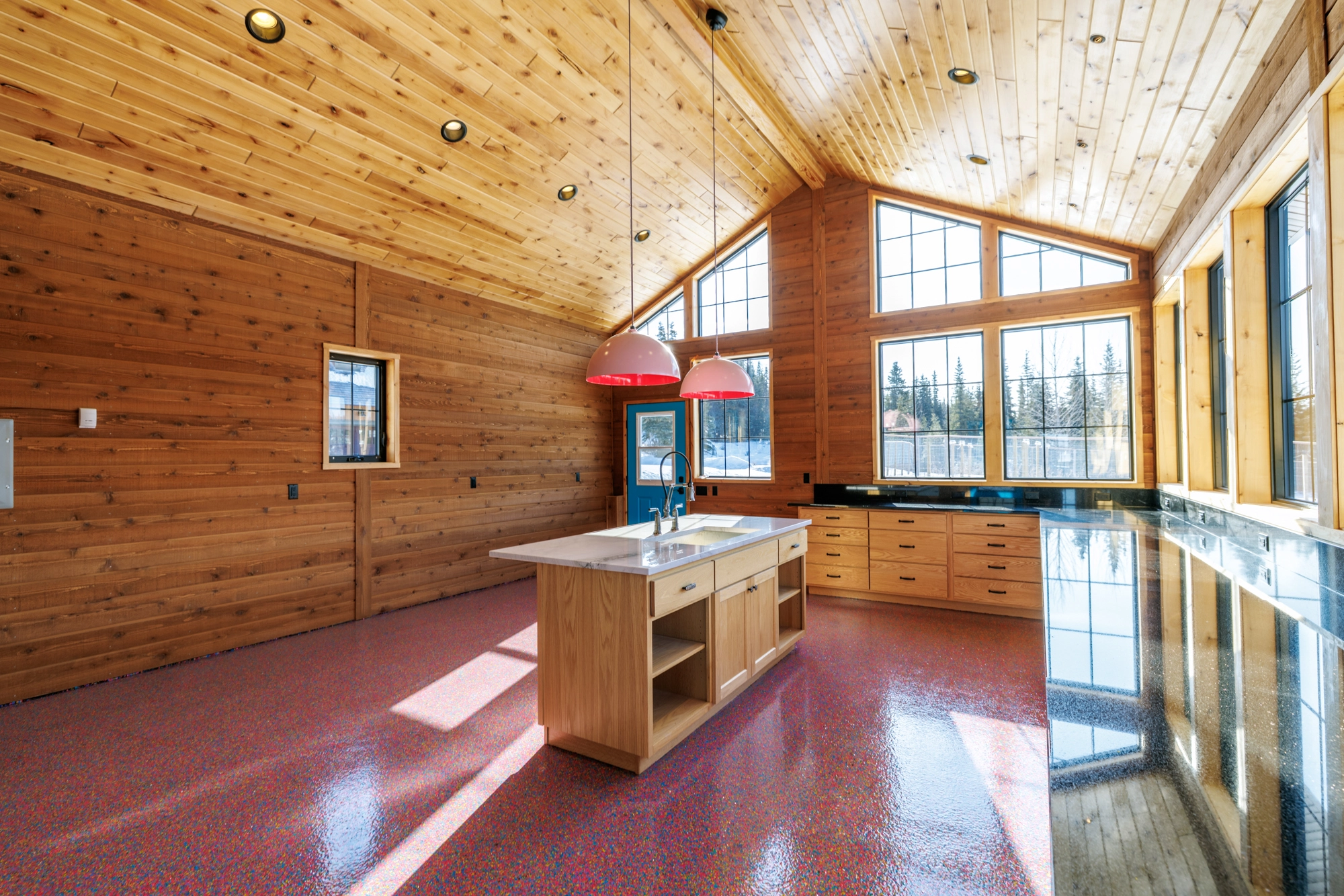 Kenai Estate Garden Pavilion & Harvest Processing Kitchen — Kitchen island urinals